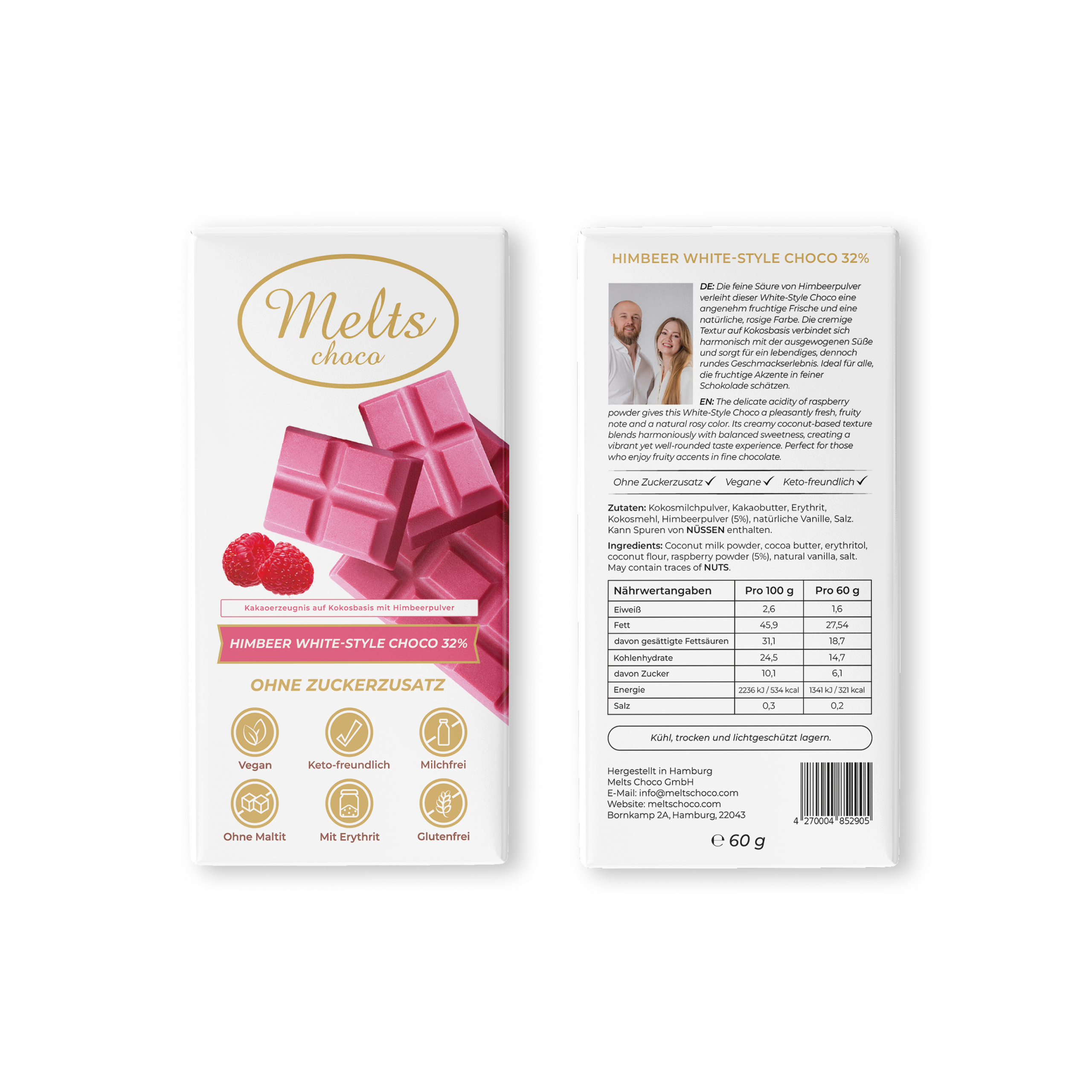 Himbeer White-Style Choco 32% – Bild 2